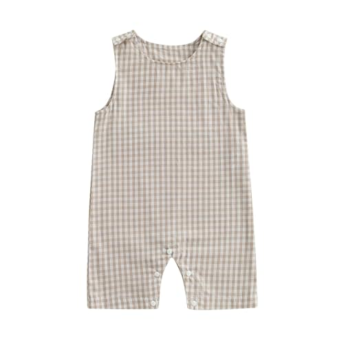 Aiwpstoin Baby Boy Summer Clothes Sleeveless Retro Plaid Romper Overalls Jumpsuit Shortalls Playsuit Outfits