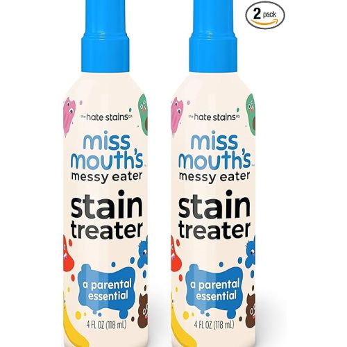 Miss Mouth's Messy Eater Stain Treater Spray - 4oz 2 Pack Stain Remover - Newborn & Baby Essentials - No Dry Cleaning Food, Grease, Coffee Off Laundry, Underwear, Fabric