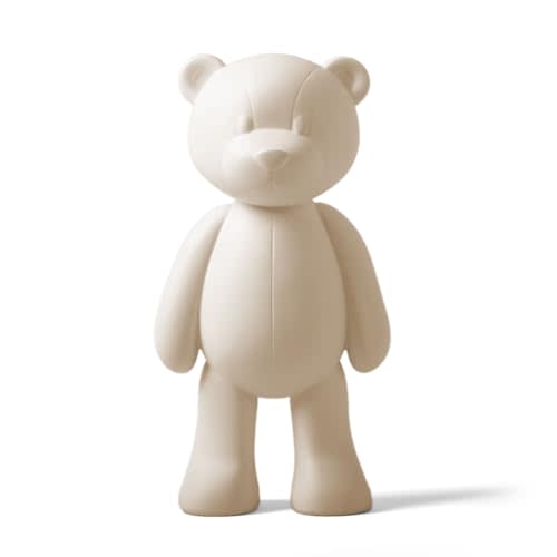 NENBOLEC Bear Sculpture Statue Animal Figurine Home Decor Modern Arts Polyresin Gifts White 12.0 inch