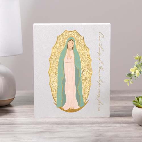 Our Lady of Guadalupe Toile Art Plaque - 8" x 10"