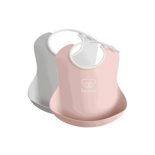 BabyBjorn Baby Bib 2-pack, Grey / Powder Pink