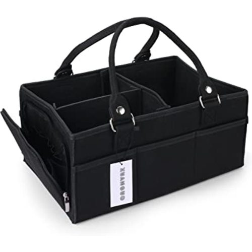 Baby Diaper Caddy Organizer for Boy Large Nursery Storage Bin Basket Portable Holder Tote Bag for Changing Table and Car Baby Shower Gifts Newborn Essentials Baby Must Haves Items black