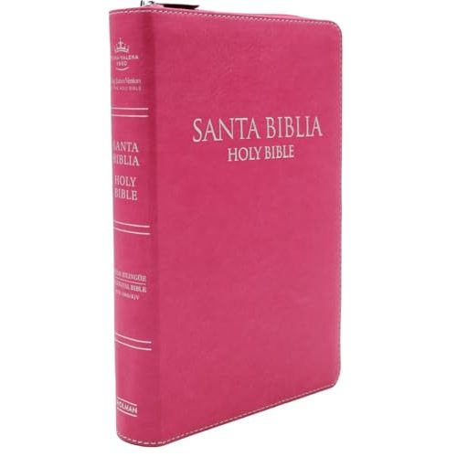 Biblia Bilingüe para Mujeres con Cierre Reina-Valera 1960 con King James Version KJV, imitación piel, fucsia con indice y zipper/ Bilingual Bible with zipper and index