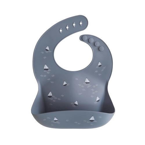 mushie Silicone Baby Bib | Adjustable Fit Waterproof Bibs (Boats)