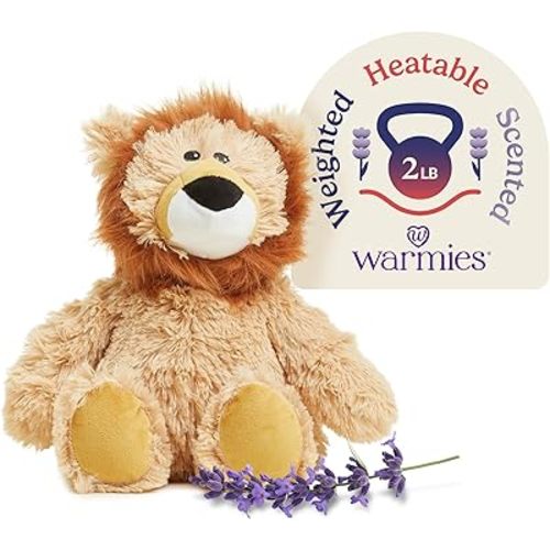 warmies Microwavable & Weighted Stuffed Animals, Lion - Heated Stuffed Animal Plushie for Warmth & Comfort - Cute Soft Plush Toys for Adults & Children (Boys, Girls, Babies & Toddlers)