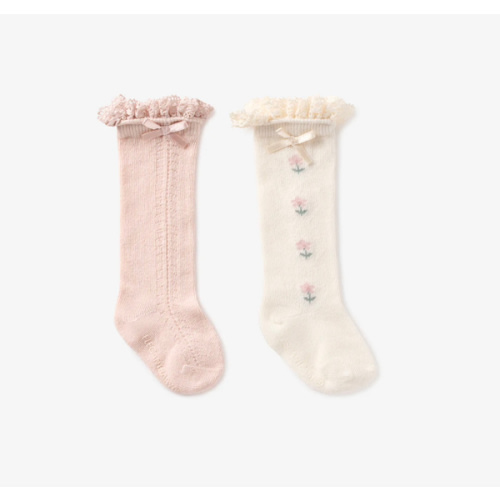 Floral Knee-high Non Slip Baby Socks 2 pack – Elegant Baby