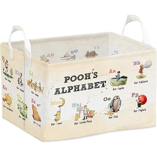 Winnie Nursery Large Hamper Canvas Laundry Basket Foldable With Waterproof Pe Coating, Foldable, for Kids, Boys and Girls, Bathroom and Bedroom Set, Clothes,Toys Bin