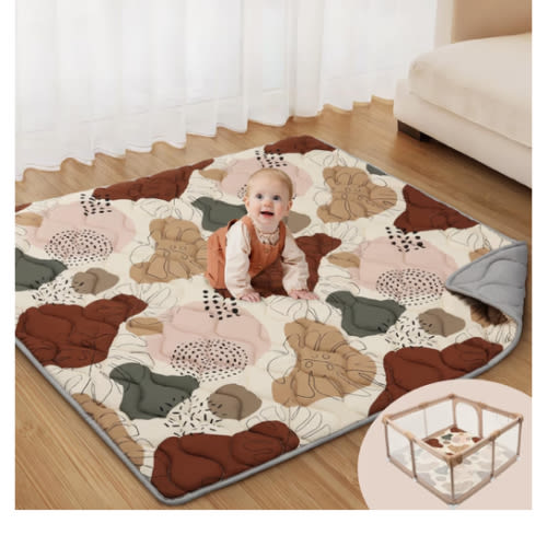 Blissful Diary Baby Play Mats for Floor, 50x50 Crawling Mat for Playpen, Thicken Soft Padding Foam Playmats for Babies and Toddlers Infants, Foldable and Machine Washable, Boho Design