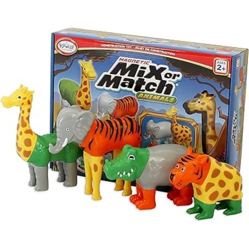 Magnetic Mix or Match Jungle Animals Toy Play Set, 16 Pieces