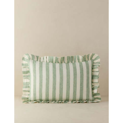 Amaroso Linen Ruffle Pillow - with weather down insert