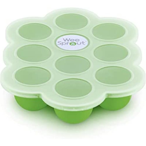 WeeSprout Silicone Baby Food Freezer Tray with Clip-on Lid Perfect Storage Container for Homemade Baby Food, Vegetable & Fruit Purees, and Breast Milk
