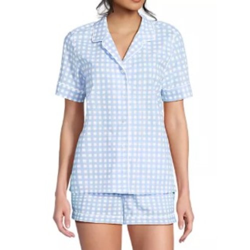 Women's Cotton Poplin 2 Piece Pajama Set - Short Sleeve Top and Shorts | Lands' End