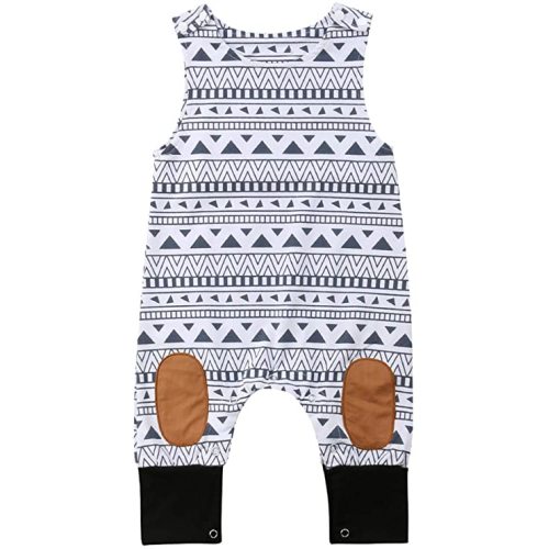 Newborn Kid Baby Boy Girls Print Sleeveless Romper Jumpsuit Outfits Summer Clothes - 6-12 Months - A~white