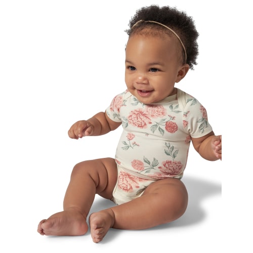 Modern Moments by Gerber Baby Neutral 2-Pack Short Sleeve Bodysuits, Sizes Newborn - 12 Months