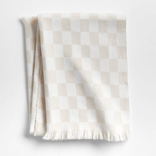 Crate&Kids Natural Taupe Checkmate Baby Stroller Blanket by Leanne Ford