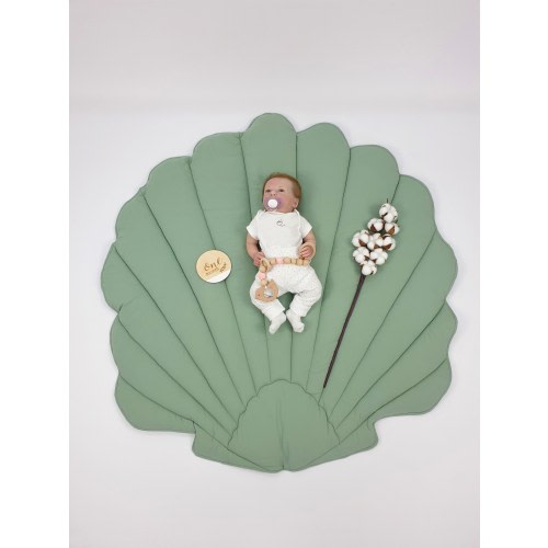 Dusty mint seashell play mat, decorative floor mat, baby play mat