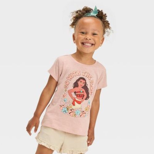 Toddler Girls' Disney Moana Short Sleeve Graphic T-Shirt - Coral Pink 4T
