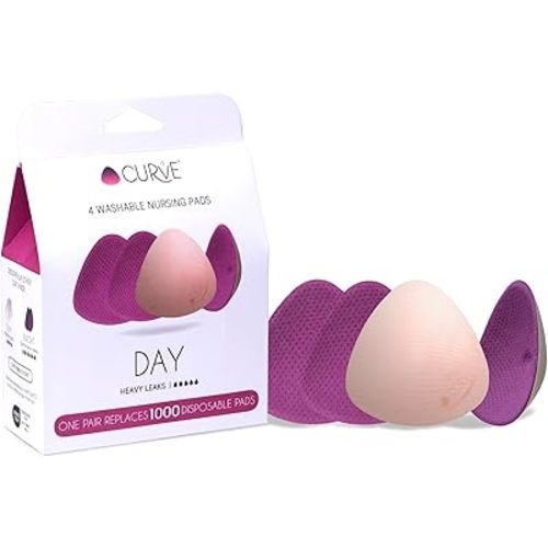 Essential Plus Day - 4 Nursing Pads - Ultra Absorbent - Reusable & Washable Breast Pads - Heavy Leaks - Stay Dry All Day, Eco-Friendly. Say Goodbye to Disposable Pads