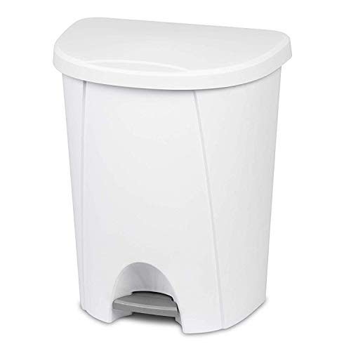 STERILITE 10948004 Step Can, White, 6.6 Gallon