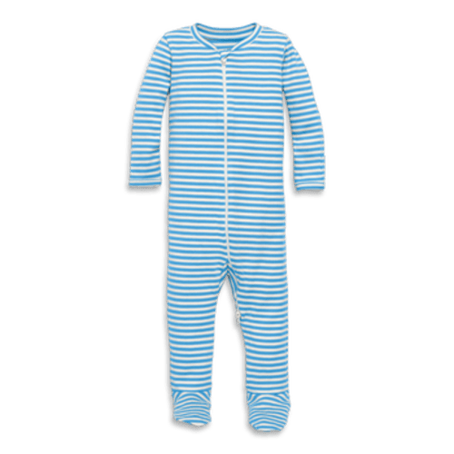 Baby Organic Zip Footie In Stripe, 0-3M