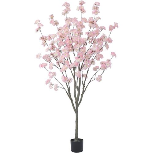 Tall Artificial Cherry Blossom Tree, 5Ft(60'), Realistic Potted Silk Faux Tree, Indoor/Outdoor for Home, Office, Living Room, Bedroom, Porch