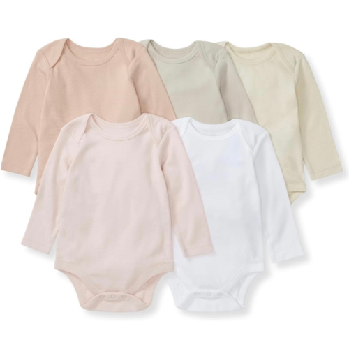 Burt's Bees Baby Unisex Organic Cotton Short and Long Sleeve Bodysuits, 5-Pack