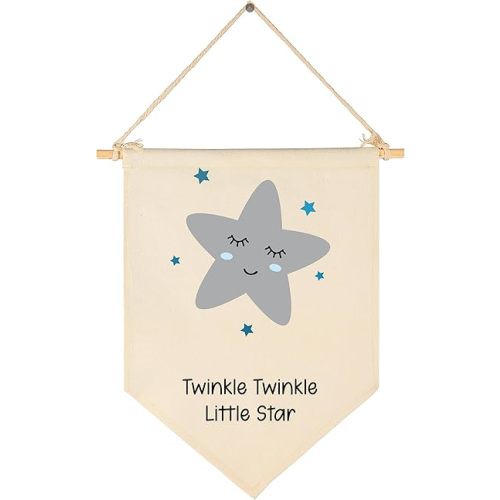 Twinkle Twinkle Little Star-Flag Sign Gifts for Baby Newborn Boys Girls Kids-Banner Wall Decor Gifts for Nursery Bedroom Playroom Front Door-Baby Present Shower-Christmas Birthday Presents