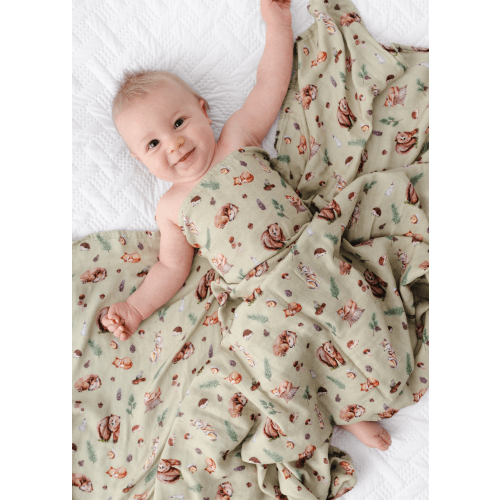 Woodland Animals Swaddle Blanket