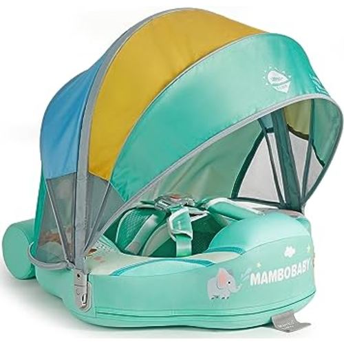 Mambobaby Float with Baby Stroller Canopy Newest Relaxing Non Inflatable Baby Float Infant Pool Float Solid Swim Float Mambo Swimming Float Smart Swim Trainer with Tail Swim Ring