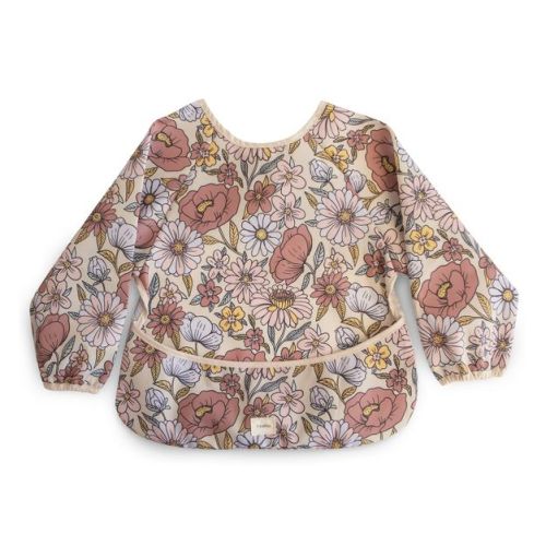 Mushie Long Sleeve Bib Smock With Pocket - Retro Flowers