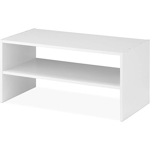 Whitmor Wood Stackable 2-Shelf Shoe Rack, White, 24 inches