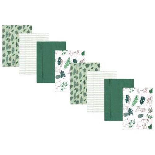 Hudson Baby Boys and Girls Cotton Poly Flannel Burp Cloths 8-Pack, Jungle, One Size