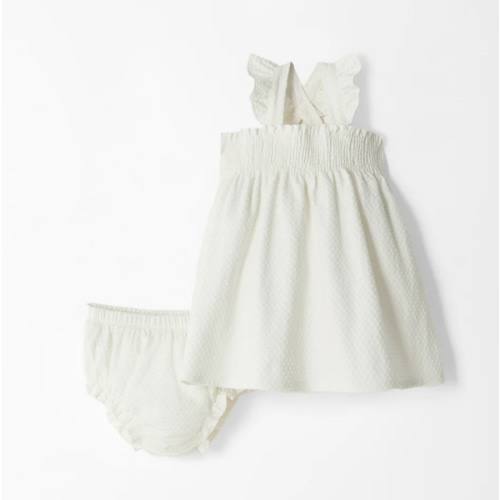 Conjunto bebé niña vestido + bloomer blanco (3-6 meses)