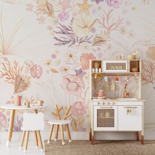 Beachy Keen - Beach and costal themed Watercolor Peel and Stick Wallpaper