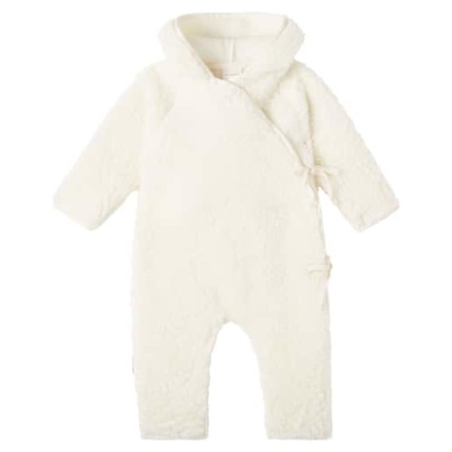Binibamba Baby Hooded Wool Teddy Onesie (White) - Small