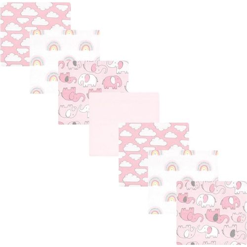 Hudson Baby Unisex Baby Cotton Flannel Receiving Blankets Bundle, Girl New Elephant, One Size