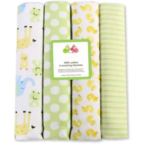 Unisex Baby Cotton Flannel Receiving Blankets, Basic 4-Pack, One Size (Giraffes)
