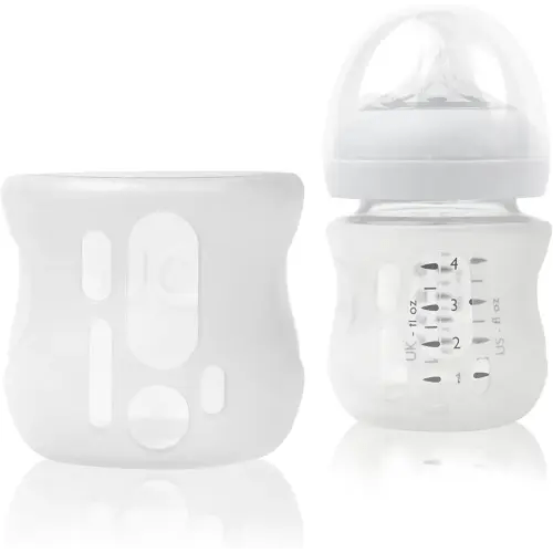 Olababy Silicone Sleeve for Avent Natural Glass Baby Bottles (4 oz, Translucent)