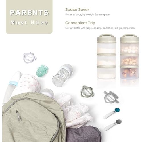 Termichy Stackable Formula Dispenser Portable Milk Powder Container, 2 Pack, Warm Grey