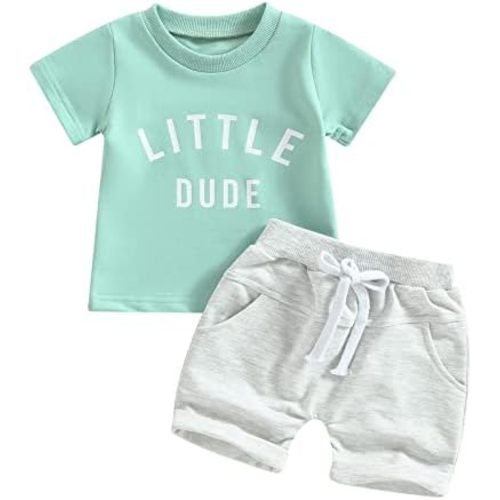 YINGISFITM Toddler Baby Boy Clothes Letter Short Sleeve T Shirt Top Boys Shorts with Pocket Cute Summer Outfit 2Pcs Set