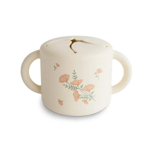 Silicone Snack Cup, Pink Flowers