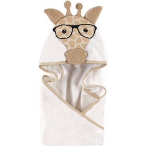 Hudson Baby Infant Cotton Animal Face Hooded Towel, Nerdy Giraffe, One Size