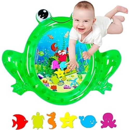 ZHUYNXIR Frog Infant Water Mat, Tummy Time Baby Play Mat, Inflatable Play Center for Newborn (36.5x30 in)