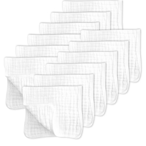 SWEET DOLPHIN 12 Pack Muslin Burp Cloths Large 100% Cotton for Baby - Essentials Extra Absorbent and Soft Boys & Girls Milk Spit Up Rags Newborn Registry White, 20/'' X10/'' (SD-BURP-12P-White) : Amazon.com.au: Baby