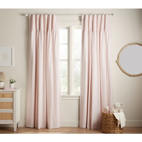 Smocked Top Blackout Curtain Panel | Pottery Barn Kids