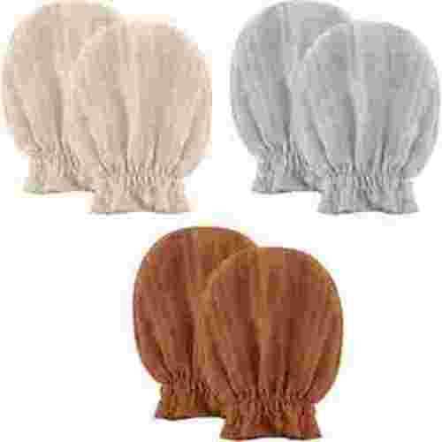 Muslin Baby Mittens for Newborn, 100% Cotton No Scratch Soft Breathable Gloves for Boys and Girls 0-6 months Brown Grey Beige 3