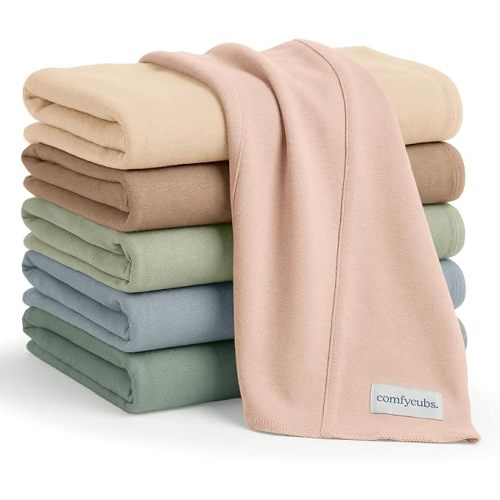 Comfy Cubs Baby Burp Cloths Set (Pack of 6) - Large 6-Layer Ultra-Absorbent 100% Cotton for Babies Spit-Up, Drool & Messes - Soft, Gentle, Multi-Pack - Newborn Essentials Gift (Multicolor)
