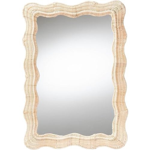 bali & pari Hasana Scallop Natural Rattan Accent Wall Mirror