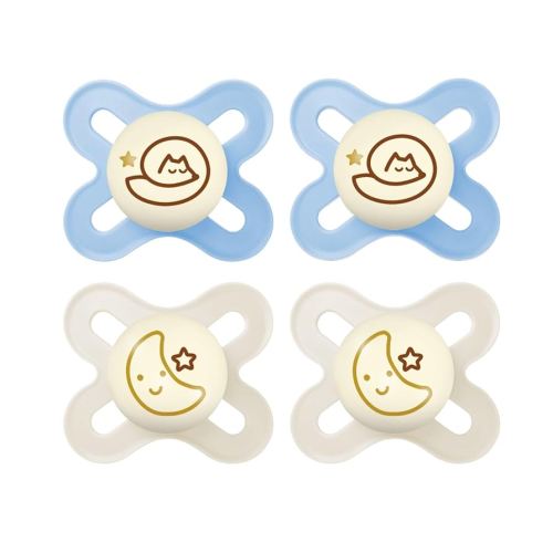 MAM Original Start Night Baby Pacifiers, Binky for 0-3 Months, BPA-Free Silicone Nipple, Easy to Clean, Best for Newborn Babies, Developed with Medical Experts, 4 Count Binkies with Sterilizer Case