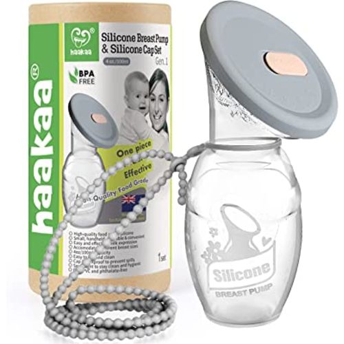 haakaa Manual Breast Pump Collector with Lid and Strap 4oz/100ml & Ladybug Milk Collector 2.5oz/75ml Combo for Breastfeeding, Made of Food Grade Silicone
